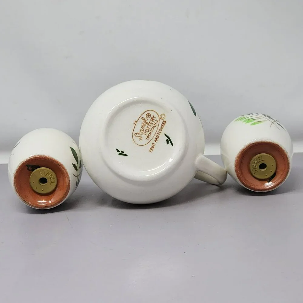 Vintage Stangl‎ Handcrafted Earthenware Creamer & Salt Pepper Shakers Set